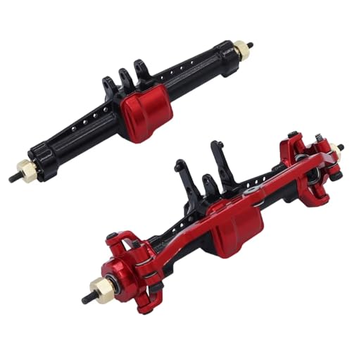 MGHGFYTAS RC Achse Set Kompatibel Mit TRX-4M 1/18 RC Crawler Auto Ersatz Upgrade Teile Zubehör Aluminium Legierung Vordere Hinterachse Set(Red,Front and Rear) von MGHGFYTAS