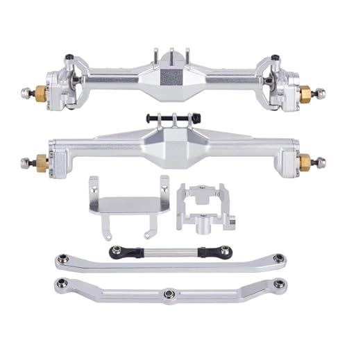 MGHGFYTAS RC Achse Set Kompatibel Mit TRX4M 1/18 RC Crawler Achsen-Upgradeteile + 10mm Diamant CNC-Portalachsen Mit Lay-Down-Servohalterung Und Verbindungen(Silver) von MGHGFYTAS