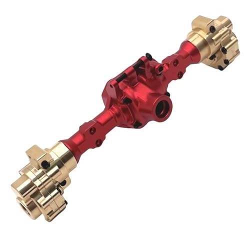 MGHGFYTAS RC Achse Set Kompatibel Mit WLtoys 104006 104010 104020 104026 1/10 RC-Auto-Upgrade Messing-Aluminium-Vorder-Hinter-Portal-Achsgehäuse-Set(Red,Rear) von MGHGFYTAS