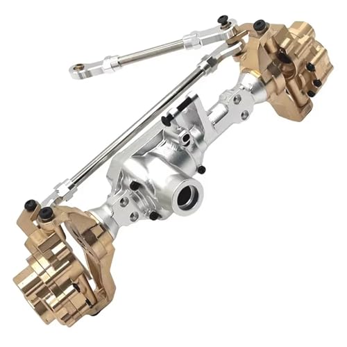 MGHGFYTAS RC Achse Set Kompatibel Mit WLtoys 104006 104010 104020 104026 1/10 RC-Auto-Upgrade Messing-Aluminium-Vorder-Hinter-Portal-Achsgehäuse-Set(Silver,Front) von MGHGFYTAS