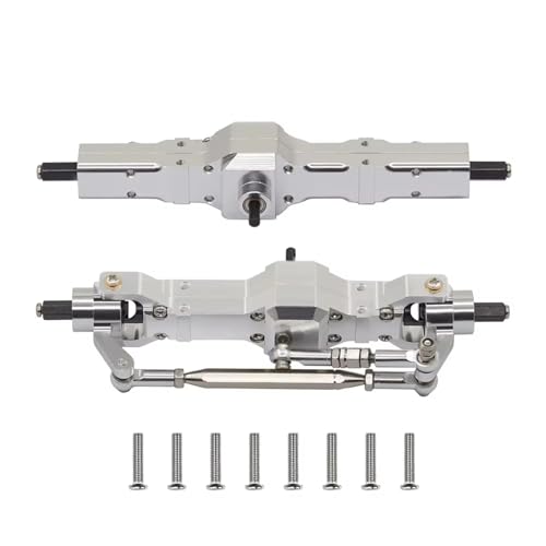 MGHGFYTAS RC Achse Set Kompatibel Mit WPL 1/10 C74 1/16 C14 C24 C34 C54 B14 B24 Für Feiyu RC-Auto-Ersatzteilzubehör Metall-Upgrade Vorder- Und Hinterachse(Silver) von MGHGFYTAS