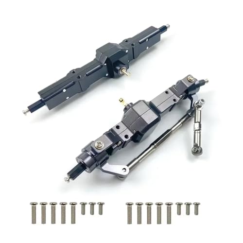 MGHGFYTAS RC Achse Set Kompatibel Mit WPL C14 C24 B14 B24 B16 B36 1/16 RC-Auto-LKW Für Rock Crawler-Teile, Metall-Upgrade Vorne, Hinten, Mittlere Brücke, Achse(Gray,Front and Rear) von MGHGFYTAS