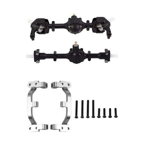 MGHGFYTAS RC Achse Set Kompatibel Mit WPL C14 C24 C14K C24K 1/16 RC-Auto, Vorder- Und Hinterachse, Brücke, 1 Paar Metall-Zugstangenbasis Für Sitz von MGHGFYTAS