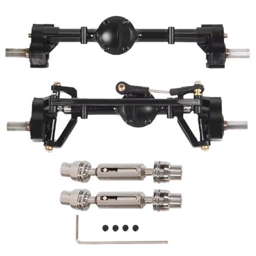MGHGFYTAS RC Achse Set Kompatibel Mit WPL C14 C24 C24-1 C34 C44 B14 B24 1/16 RC-Auto-Upgrade-Teile, Portalachse Vorne Und Hinten Mit Metallantriebswelle(Black with Drive Shaft) von MGHGFYTAS