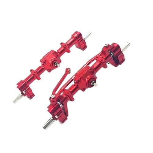 MGHGFYTAS RC Achse Set Kompatibel Mit WPL C14 C24 C34 B14 B24 1/16 RC-Auto-Upgrade-Teil, Vorder- Und Hinterportal-Brückenachsen-Differential-Montagesatz(Red) von MGHGFYTAS