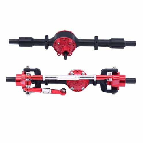 MGHGFYTAS RC Achse Set Kompatibel Mit WPL C14 C24 C34 C44 B14 B24 1/16 RC-Auto, 1 Paar Vorder- Und Hinterachsensatz Aus Metall, Upgrade-Teilezubehör(Black red) von MGHGFYTAS