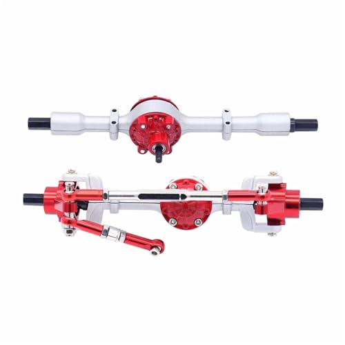 MGHGFYTAS RC Achse Set Kompatibel Mit WPL C14 C24 C34 C44 B14 B24 1/16 RC-Auto, 1 Paar Vorder- Und Hinterachsensatz Aus Metall, Upgrade-Teilezubehör(Silver red) von MGHGFYTAS
