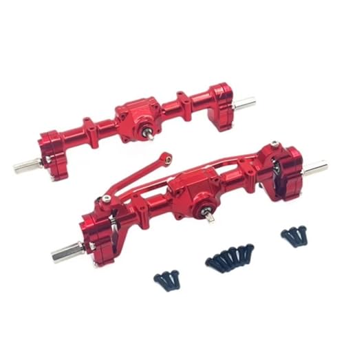 MGHGFYTAS RC Achse Set Kompatibel Mit WPL C14 C24 C34 C44 C54 C64 C74 B14 B24 1/16 RC-Auto-Upgrade-Teile Zubehör Metall Vorne Und Hinten Portalachse(Red) von MGHGFYTAS