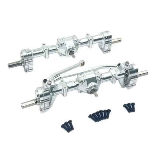 MGHGFYTAS RC Achse Set Kompatibel Mit WPL C14 C24 C34 C44 C54 C64 C74 B14 B24 1/16 RC-Auto-Upgrade-Teile Zubehör Metall Vorne Und Hinten Portalachse(Silver) von MGHGFYTAS