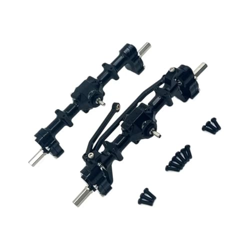 MGHGFYTAS RC Achse Set Kompatibel Mit WPL C14 C24 C34 C44 C54 C64 C74 B14 B24 1/16 RC-Autoteilen, Verbesserte Metall-Türbrücken Vorne Und Hinten(Black) von MGHGFYTAS