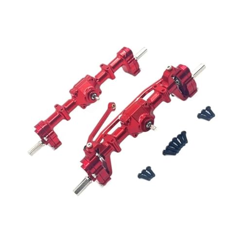 MGHGFYTAS RC Achse Set Kompatibel Mit WPL C14 C24 C34 C44 C54 C64 C74 B14 B24 1/16 RC-Autoteilen, Verbesserte Metall-Türbrücken Vorne Und Hinten(Red) von MGHGFYTAS