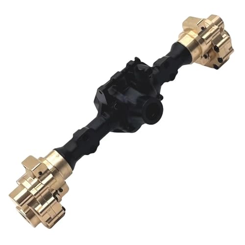 MGHGFYTAS RC Achse Set Kompatibel Mit Wltoys 104006 104010 104020 104026 1/10 RC-Auto-Upgrade-Teile Zubehör Vorne Hinten Messing Portal Achse Getriebe(Black,Rear) von MGHGFYTAS