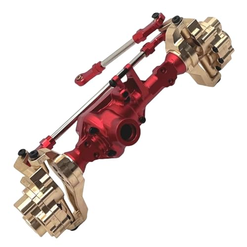 MGHGFYTAS RC Achse Set Kompatibel Mit Wltoys 104006 104010 104020 104026 1/10 RC-Auto-Upgrade-Teile Zubehör Vorne Hinten Messing Portal Achse Getriebe(Red,Front) von MGHGFYTAS