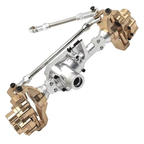 MGHGFYTAS RC Achse Set Kompatibel Mit Wltoys 104006 104010 104020 104026 1/10 RC-Auto-Upgrade-Teile Zubehör Vorne Hinten Messing Portal Achse Getriebe(Silver,Front) von MGHGFYTAS