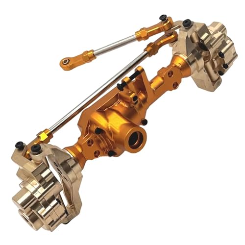 MGHGFYTAS RC Achse Set Kompatibel Mit Wltoys 104006 104010 104020 104026 1/10 RC-Auto-Upgrade-Teile Zubehör Vorne Hinten Messing Portal Achse Getriebe(Yellow,Front) von MGHGFYTAS