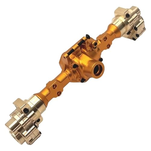MGHGFYTAS RC Achse Set Kompatibel Mit Wltoys 104006 104010 104020 104026 1/10 RC-Auto-Upgrade-Teile Zubehör Vorne Hinten Messing Portal Achse Getriebe(Yellow,Rear) von MGHGFYTAS