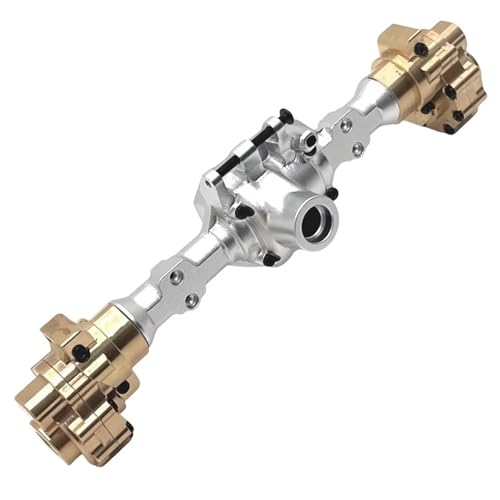 MGHGFYTAS RC Achse Set Kompatibel Mit Wltoys 104006 104010 104020 104026 1/10 RC-Auto-Upgrade-Teile Zubehör Vorne Hinten Messing Portalachse Getriebegehäuse(Silver,Rear) von MGHGFYTAS