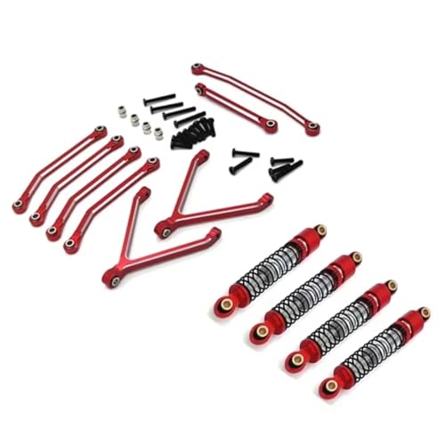 MGHGFYTAS RC Auto Dämpfer Kompatibel Mit FMS Für FCX24 1/24 RC Auto Upgrade Teile Zubehör Metall Für Chassis Links Ziehstangen Und Öl Stoßdämpfer Set(Red) von MGHGFYTAS