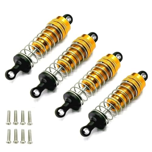 RC Auto Dämpfer Kompatibel Mit HBX 16889 16889A 16890 16890A SG1601 SG1602 1/16 RC Auto Upgrade Teile Zubehör 4 Stück Metall Stoßdämpfer Dämpfer(Yellow) von MGHGFYTAS