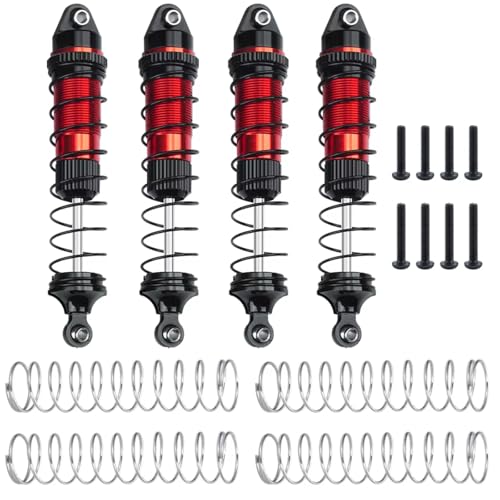 MGHGFYTAS RC Auto Dämpfer Kompatibel Mit Losi Für Mini Für LMT 1/18 RC-Auto Monster Truck Upgrade-Teile Zubehör 1Set Aluminiumlegierung Öl Stoßdämpfer(Red) von MGHGFYTAS