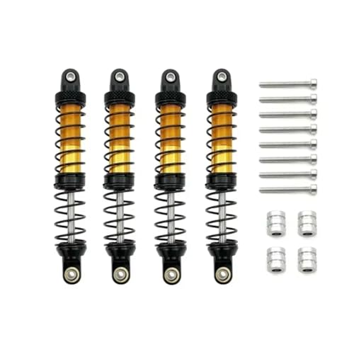 MGHGFYTAS RC Auto Dämpfer Kompatibel Mit MN999 Für MN 999 Für Defender D90 1/10 RC-Auto-Upgrade-Teile Zubehör 4-teiliger Metall-Stoßdämpfer-Öldämpfer(Yellow) von MGHGFYTAS