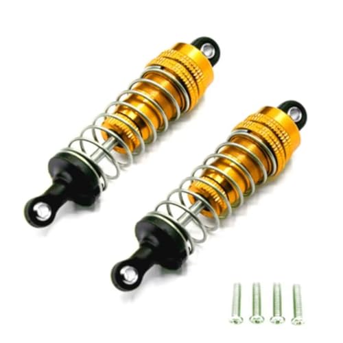 MGHGFYTAS RC Auto Dämpfer Kompatibel Mit WLtoys 144001 1316 1/14 RC Car Crawler Truck Upgrade-Teil 2 Stück Aluminium-Stoßdämpfer Vorne Und Hinten, 80 Mm(Yellow) von MGHGFYTAS