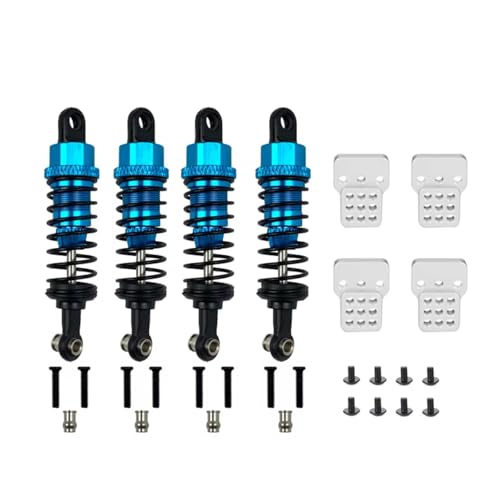 MGHGFYTAS RC Auto Dämpfer Kompatibel Mit WPL C14 C24 Für MN D90 D91 MN99 99s RC Auto Verstellbare Teile 4 Stück Ölgefüllter Metall-Stoßdämpfer Mit Stoßdämpferturm(Blue) von MGHGFYTAS