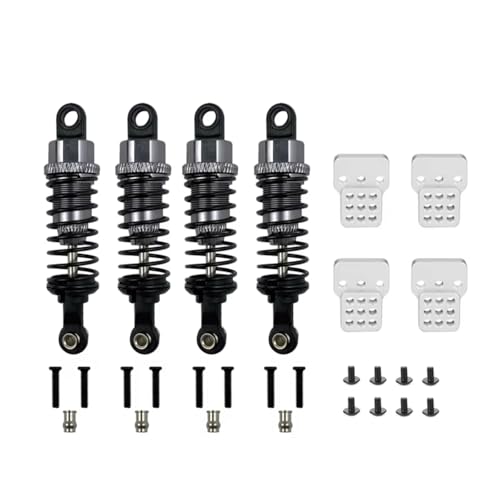MGHGFYTAS RC Auto Dämpfer Kompatibel Mit WPL C14 C24 Für MN D90 D91 MN99 99s RC Auto Verstellbare Teile 4 Stück Ölgefüllter Metall-Stoßdämpfer Mit Stoßdämpferturm(Gray) von MGHGFYTAS
