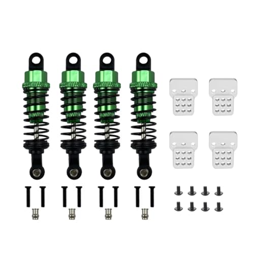 MGHGFYTAS RC Auto Dämpfer Kompatibel Mit WPL C14 C24 Für MN D90 D91 MN99 99s RC Auto Verstellbare Teile 4 Stück Ölgefüllter Metall-Stoßdämpfer Mit Stoßdämpferturm(Green) von MGHGFYTAS