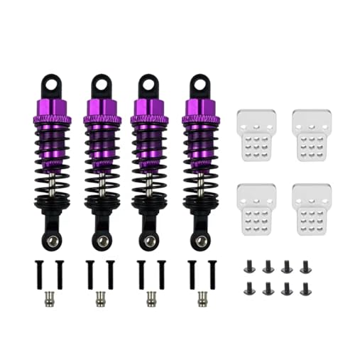 MGHGFYTAS RC Auto Dämpfer Kompatibel Mit WPL C14 C24 Für MN D90 D91 MN99 99s RC Auto Verstellbare Teile 4 Stück Ölgefüllter Metall-Stoßdämpfer Mit Stoßdämpferturm(Purple) von MGHGFYTAS