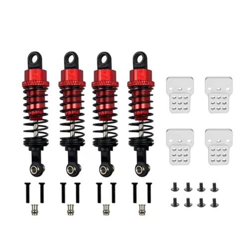 MGHGFYTAS RC Auto Dämpfer Kompatibel Mit WPL C14 C24 Für MN D90 D91 MN99 99s RC Auto Verstellbare Teile 4 Stück Ölgefüllter Metall-Stoßdämpfer Mit Stoßdämpferturm(Red) von MGHGFYTAS