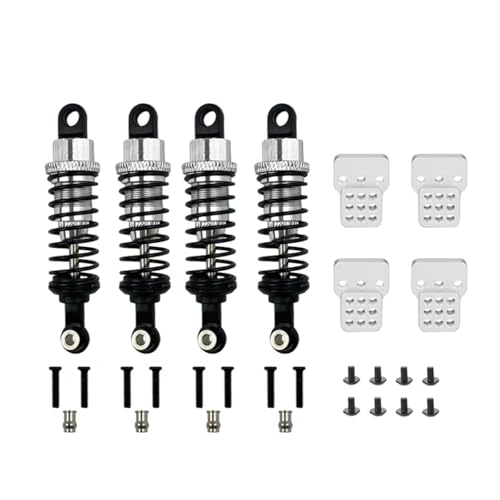 MGHGFYTAS RC Auto Dämpfer Kompatibel Mit WPL C14 C24 Für MN D90 D91 MN99 99s RC Auto Verstellbare Teile 4 Stück Ölgefüllter Metall-Stoßdämpfer Mit Stoßdämpferturm(Silver) von MGHGFYTAS