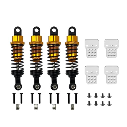 MGHGFYTAS RC Auto Dämpfer Kompatibel Mit WPL C14 C24 Für MN D90 D91 MN99 99s RC Auto Verstellbare Teile 4 Stück Ölgefüllter Metall-Stoßdämpfer Mit Stoßdämpferturm(Yellow) von MGHGFYTAS