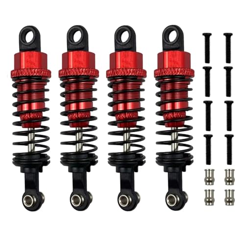 MGHGFYTAS RC Auto Dämpfer Kompatibel Mit Wltoys A959 184011 A949 A969 A979 K929 1/18 RC Auto-Upgrades Teile Zubehör Metall Öl Stoßdämpfer Dämpfer(Red) von MGHGFYTAS