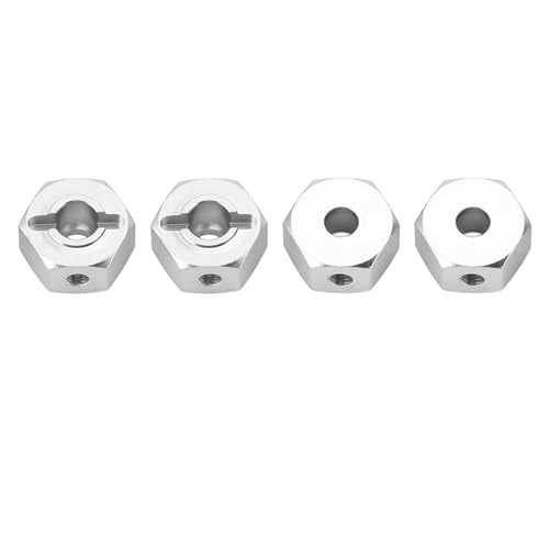 MGHGFYTAS RC Auto Zubehör 4Pcs RC Rad Hex Hub Adapter Professionelle Aluminium Legierung 12mm Rad Hex Naben Stick Adapter Für Fernbedienung Auto Zubehör(Silver) von MGHGFYTAS
