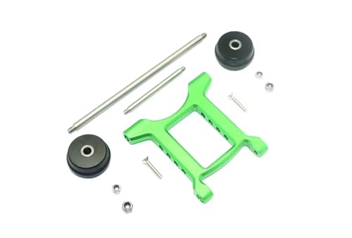 MGHGFYTAS RC Auto Zubehör Kompatibel Mit ARRMA Für Big Für Rock Für Crew Cab 3S AR102711 1/10 RC Auto Verstellbares Hinteres Anti-Roll-Rad Wheelie Bar Set AR320403(Green) von MGHGFYTAS