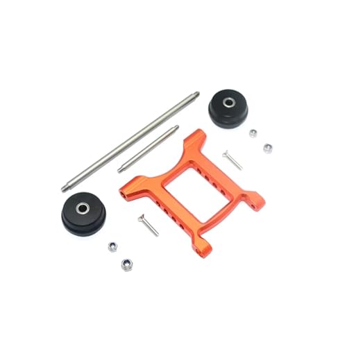 MGHGFYTAS RC Auto Zubehör Kompatibel Mit ARRMA Für Big Für Rock Für Crew Cab 3S AR102711 1/10 RC Auto Verstellbares Hinteres Anti-Roll-Rad Wheelie Bar Set AR320403(Orange) von MGHGFYTAS