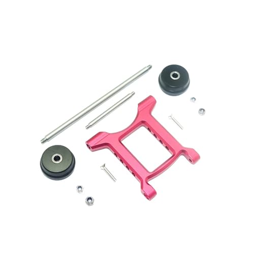 MGHGFYTAS RC Auto Zubehör Kompatibel Mit ARRMA Für Big Für Rock Für Crew Cab 3S AR102711 1/10 RC Auto Verstellbares Hinteres Anti-Roll-Rad Wheelie Bar Set AR320403(Red) von MGHGFYTAS