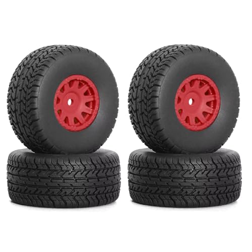 MGHGFYTAS RC Auto Zubehör Kompatibel Mit Arrma Für Mojave Für GROM 1/14 RC Auto Upgrade-Teile Ersatzzubehör 4 Stück 65 Mm Gummireifen Reifen 12 Mm Sechskant(Red) von MGHGFYTAS