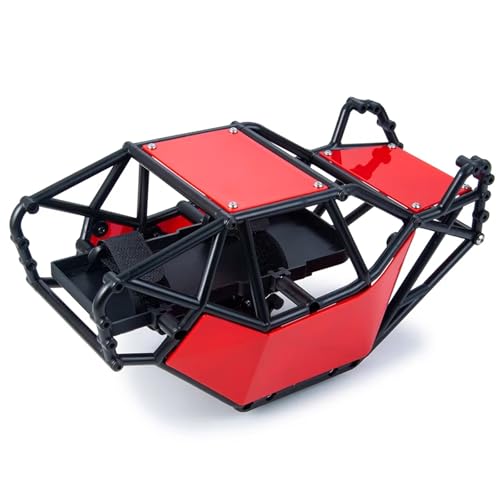 RC Auto Zubehör Kompatibel Mit Axial Für SCX10 90046 Upgrade Teil 1/10 Für Rock Für Buggy Körper Shell Kunststoff RC Roll Käfig Auto/Gummi Reifen Rad Teile(Red) von MGHGFYTAS