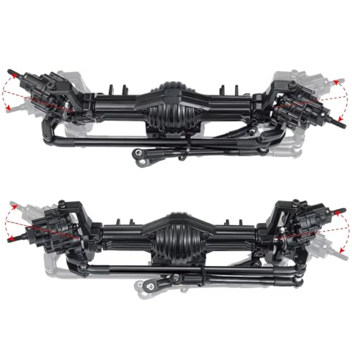 MGHGFYTAS RC Auto Zubehör Kompatibel Mit Axial Für SCX10 II 90028 1/10 RC Crawler Teile Ersatzzubehör Metallachse Vorne Hinten Gerade Komplette Achse(Front and Rear) von MGHGFYTAS