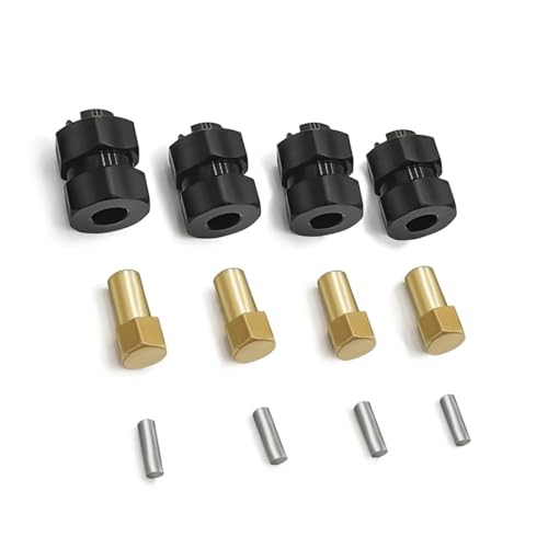 MGHGFYTAS RC Auto Zubehör Kompatibel Mit Axial Für SCX24 1/24 RC Crawler Car Upgrade Teile 4PCS Räder Hex Hub Verlängerung Hex Stick Adapter + 4mm(Black) von MGHGFYTAS