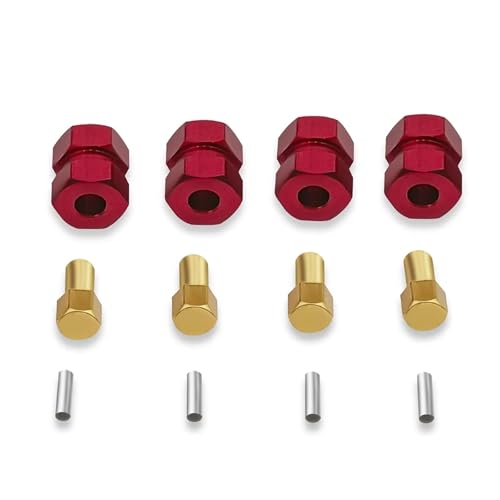 MGHGFYTAS RC Auto Zubehör Kompatibel Mit Axial Für SCX24 1/24 RC Crawler Car Upgrade Teile 4PCS Räder Hex Hub Verlängerung Hex Stick Adapter + 4mm(Red) von MGHGFYTAS