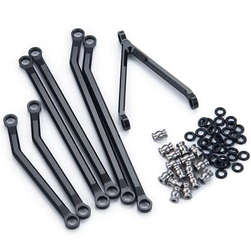 MGHGFYTAS RC Auto Zubehör Kompatibel Mit Axial Für SCX24 AXI00005 1/24 RC Crawler Auto Upgrade Teile Aluminium Legierung Spiel Für Chassis Links Set(Black) von MGHGFYTAS