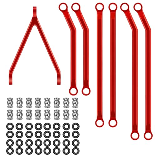 MGHGFYTAS RC Auto Zubehör Kompatibel Mit Axial Für SCX24 AXI00005 1/24 RC Crawler Auto Upgrade Teile Aluminium Legierung Spiel Für Chassis Links Set(Red) von MGHGFYTAS