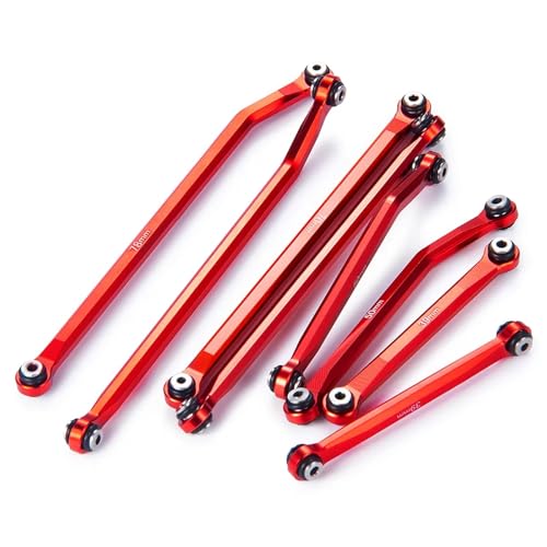 MGHGFYTAS RC Auto Zubehör Kompatibel Mit Axial Für SCX24 AXI00005 Für Gladiator-Upgrade-Teile, Hohe Spielfreiheit Für Chassis, 8 Links-Gestänge Für 1/24 RC Crawler Car(Red) von MGHGFYTAS