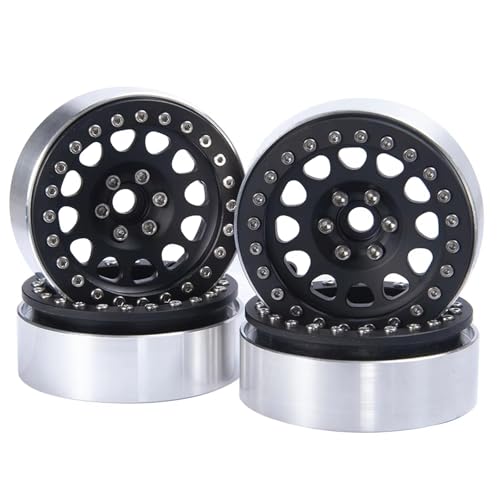 RC Auto Zubehör Kompatibel Mit Axial Für Scx10 Für TRX4 Für HSP Für Redcat D90 1/10 RC Crawler Car Upgrade Teile Aluminium 1.9 Beadlock Wheel Rim Hub(Black,4pcs) von MGHGFYTAS