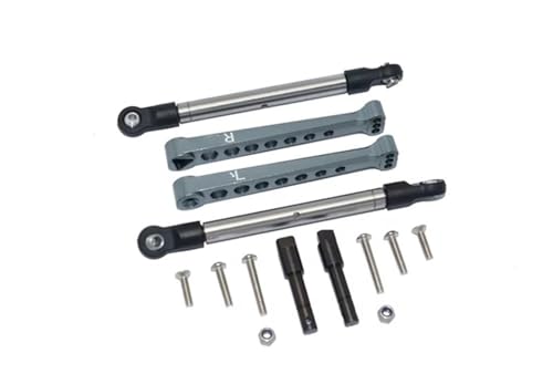 MGHGFYTAS RC Auto Zubehör Kompatibel Mit LOSI Für Lasernut U4 Für Rock Für Racer 1/10 RC Auto, Aluminium-Hinterstabilisator Und Stahl-Spurstangen-Hinterstabilisator-Set(Gray) von MGHGFYTAS