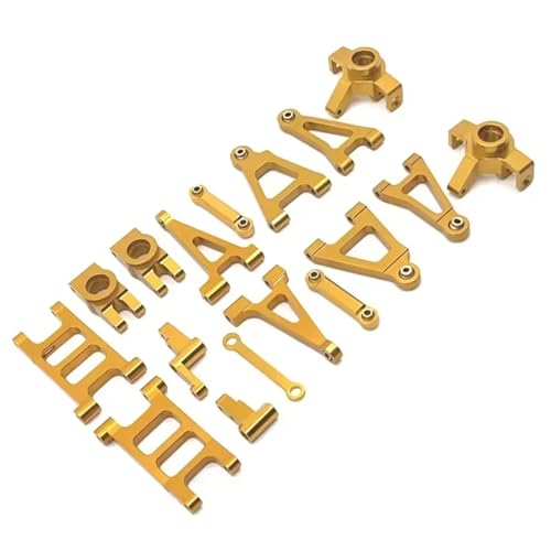 MGHGFYTAS RC Auto Zubehör Kompatibel Mit MJX 14301 14302 1/14 RC Auto-Upgrade-Teile-Set, Metall-Aufhängungsarm, Lenkbecher, Verbindungsstange, Lenkbaugruppe, Zubehör-Set(Yellow) von MGHGFYTAS