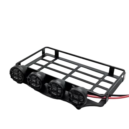 MGHGFYTAS RC Auto Zubehör Kompatibel Mit MN82 1/12 RC Crawler Car Upgrade-Teilen Für Universal-Dachträger, Gepäckträger, Autorahmen Mit Licht(Round Lamp) von MGHGFYTAS